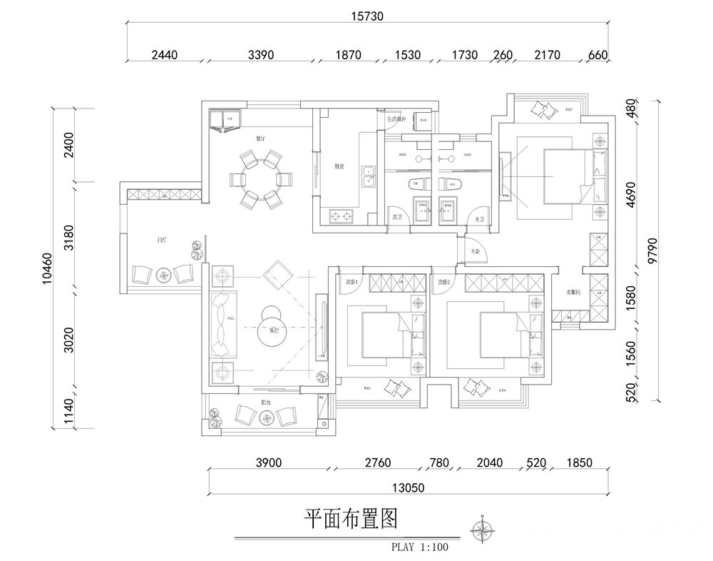 天投北鑫苑-140㎡美式风格-成都业之峰装饰